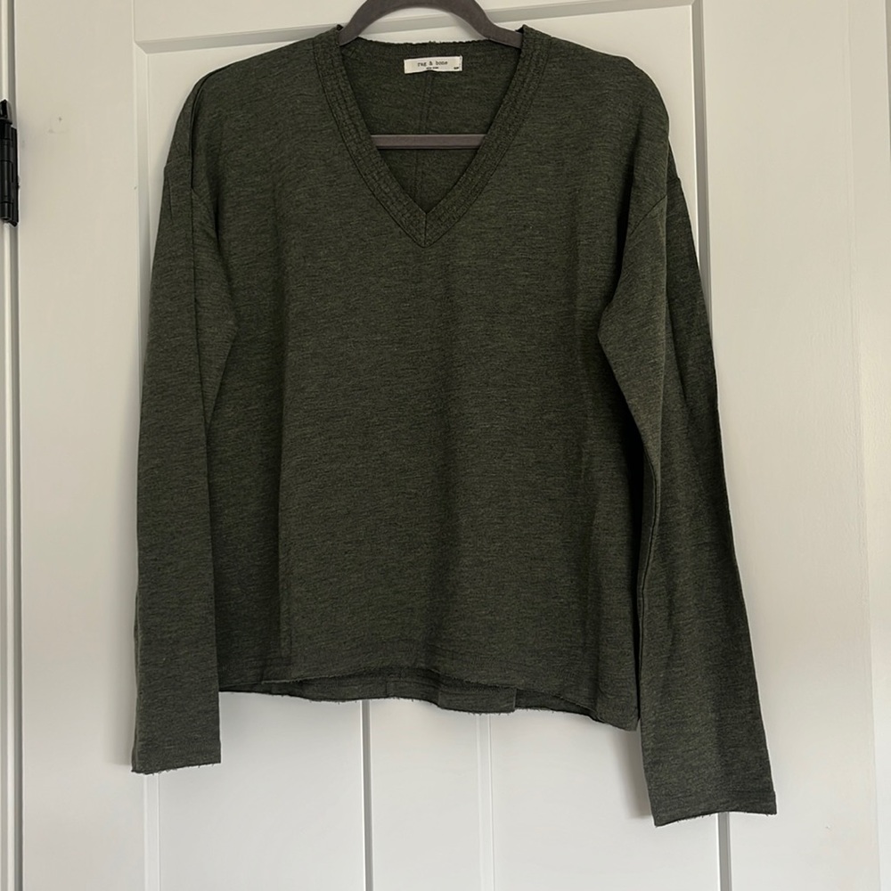 Rag & Bone Olive Pull Over V Neck Pullover Size Small